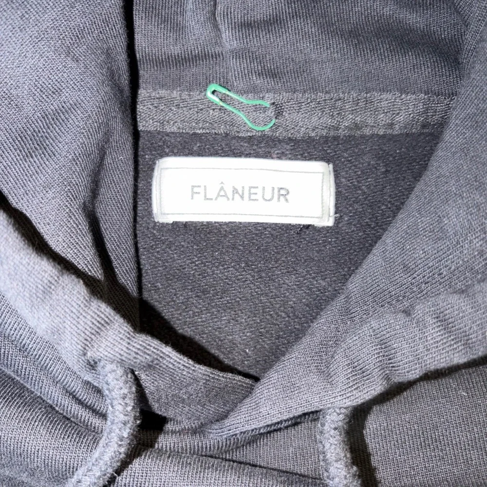 Flaneur Homme Script Logo Hoodie Mens Large Black Sweatshirt Streetwear